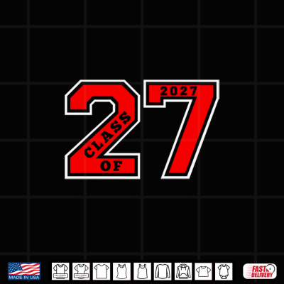 Design CLASS OF 2027 RED LETTERMAN STYLE CLASS OF 27 SWAG GIFT Shirt