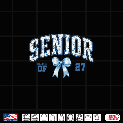 Design Class of 2027 Senior Coquette Bow Toile Floral Graduation Shirt