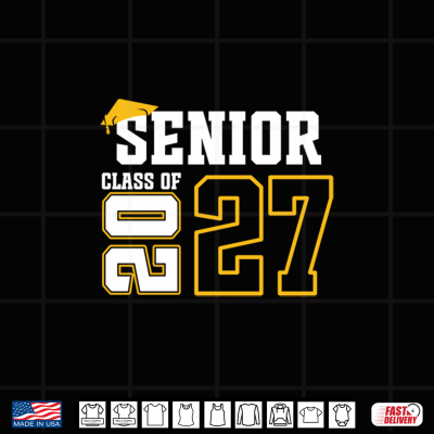 Design Class of 2027 Senior 27 High School Graduation Black Gold Shirt