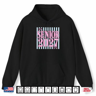 Hoodie Girls Preppy Senior 2027 Class of 27 Coquette Bow Stripe Shirt