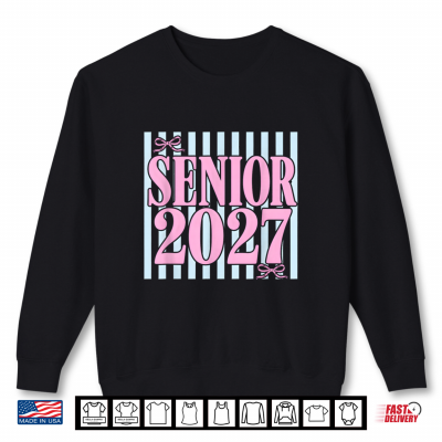 Sweatshirt Girls Preppy Senior 2027 Class of 27 Coquette Bow Stripe Shirt