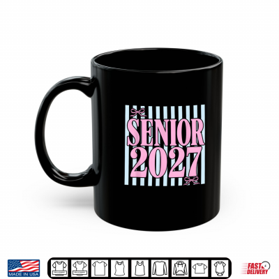 Mug Girls Preppy Senior 2027 Class of 27 Coquette Bow Stripe Shirt