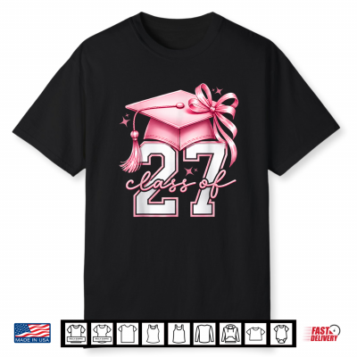 Pink Coquette Bow Senior 27 Class Of 2027 Senior Girls Shirt