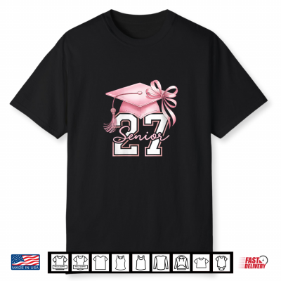 Pink Senior 2027 Coquette Bow Class Of 27 Girl Seniors Shirt