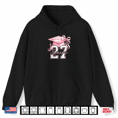 Hoodie Pink Senior 2027 Coquette Bow Class of 27 Girl Seniors Shirt