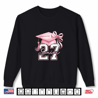 Sweatshirt Pink Senior 2027 Coquette Bow Class of 27 Girl Seniors Shirt