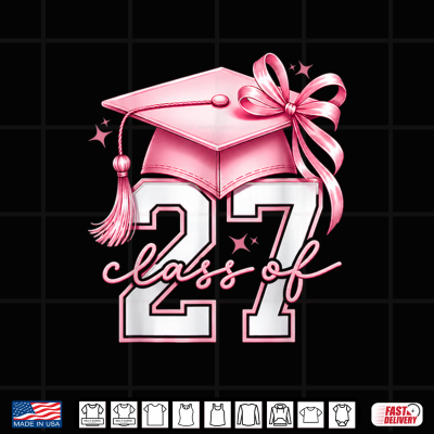 Design Pink Coquette Bow Senior 27 Class of 2027 Senior Girls Shirt