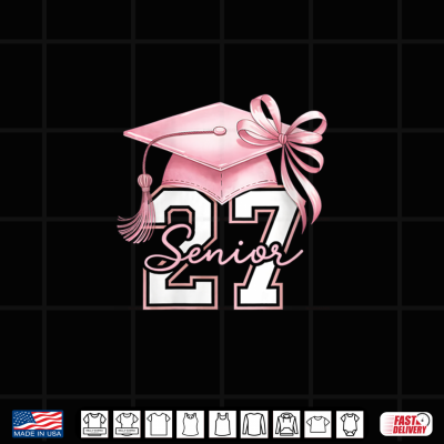 Design Pink Senior 2027 Coquette Bow Class of 27 Girl Seniors Shirt