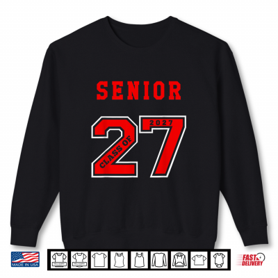 Sweatshirt Senior 2027 Front RED Class of 27 Jersey Graduation Gift Shirt