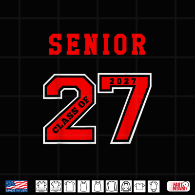 Design Senior 2027 Front RED Class of 27 Jersey Graduation Gift Shirt