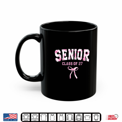 Mug Senior Class of 2027 Coquette Bow Toile Floral Senior Shirt