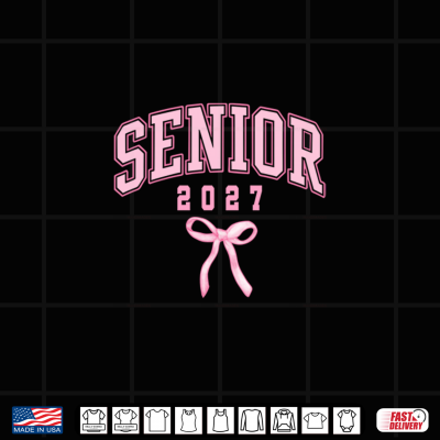 Design Senior Class of 2027 Bow Coquette Girl Pink Preppy Grad Shirt