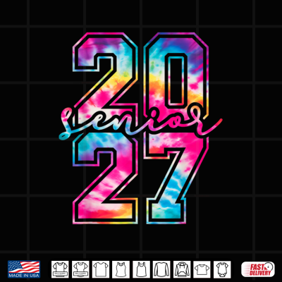 Design Senior 27 Class of 2027 Tie Dye High School Graduation Gifts Shirt