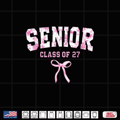 Design Senior Class of 2027 Coquette Bow Toile Floral Senior Shirt