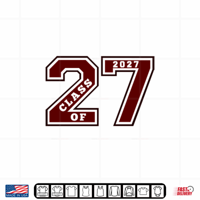 Design CLASS OF 2027 MAROON LETTERMAN STYLE CLASS OF 27 SWAG 2 Shirt