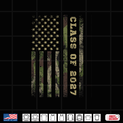 Design Camo Camouflage Class of 2027 USA US Flag Grunge Distressed Shirt