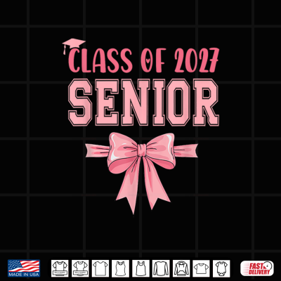 Design Class of 2027 Senior Bow College School Grad 27 Graduation Shirt