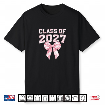 Coquette Bow Preppy Class Of 2027 Girly Girl 2027 Graduation Shirt