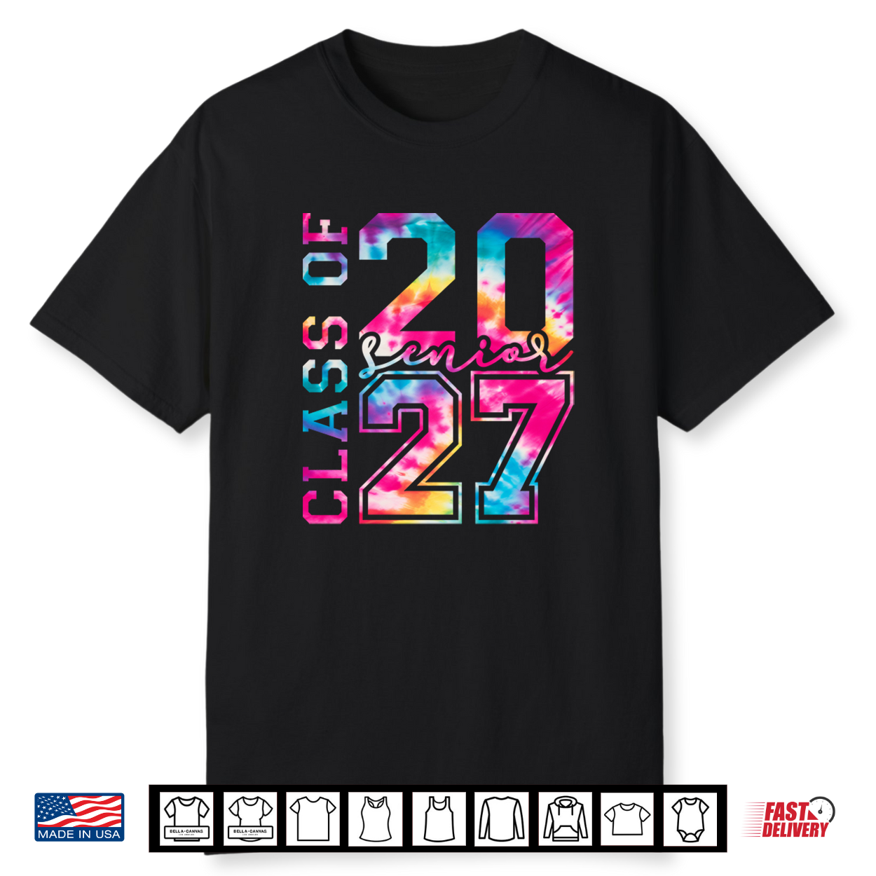 Senior 27 Class Of 2027 Tie Dye High School Graduation Shirt Senior 27 Class Of 2027 Tie Dye High School Graduation Shirt