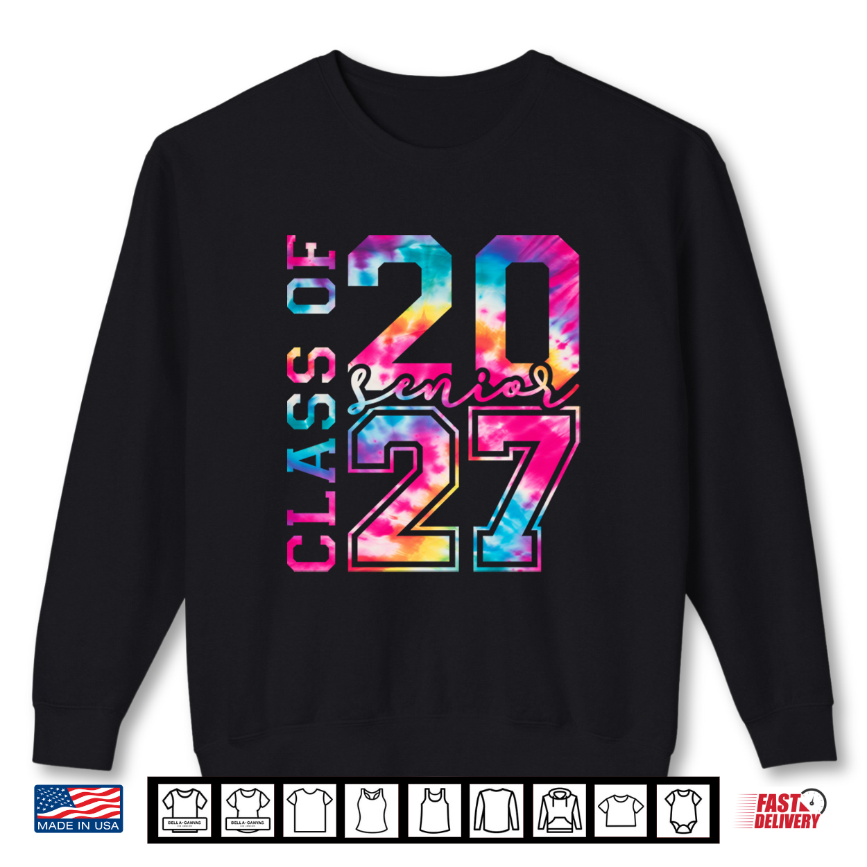 Senior 27 Class Of 2027 Tie Dye High School Graduation Shirt Senior 27 Class Of 2027 Tie Dye High School Graduation Shirt