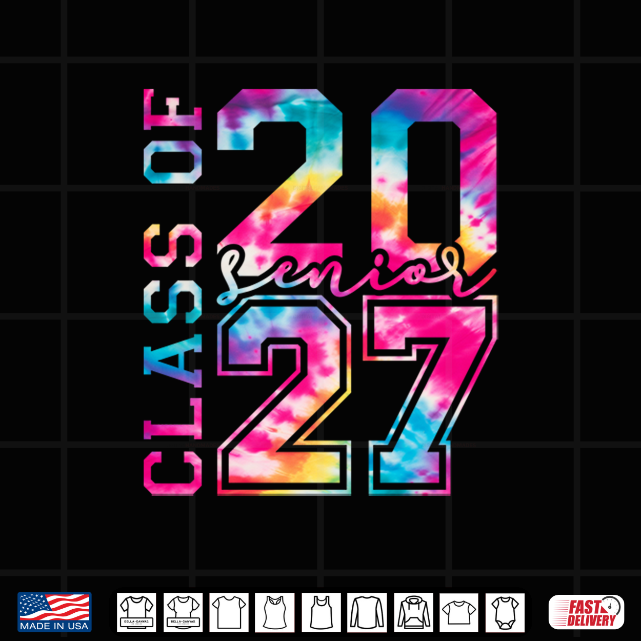 Senior 27 Class Of 2027 Tie Dye High School Graduation Shirt Senior 27 Class Of 2027 Tie Dye High School Graduation Shirt