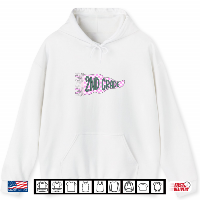 Hoodie Checkered Pennant First Day of Second Grade Teacher Student Shirt