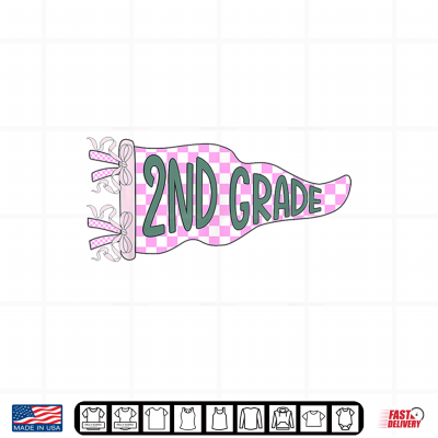 Design Checkered Pennant First Day of Second Grade Teacher Student Shirt