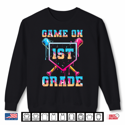 Sweatshirt Game On First Grade Baseball Back to School Kid Shirt