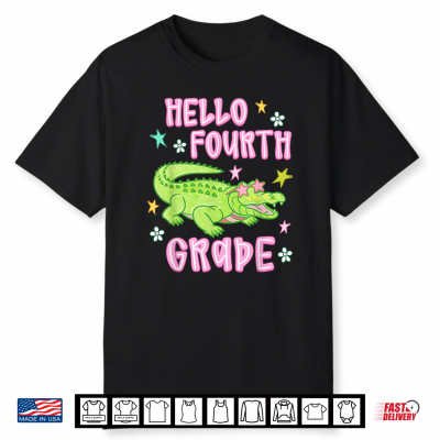 Hello 4Th Grade Team Alligator Back To School Teacher Kid Shirt