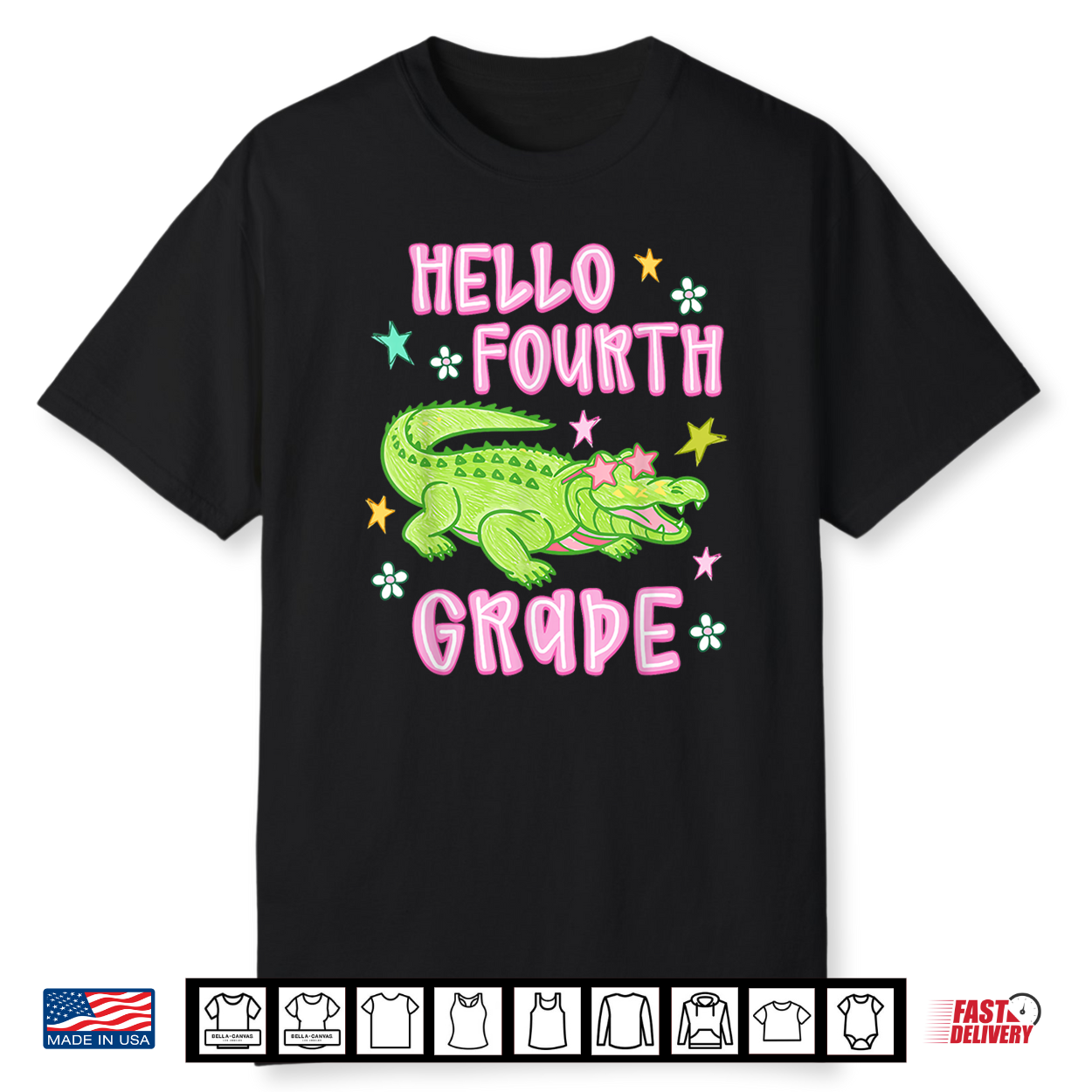 Hello 4Th Grade Team Alligator Back To School Teacher Kid Shirt Hello 4Th Grade Team Alligator Back To School Teacher Kid Shirt