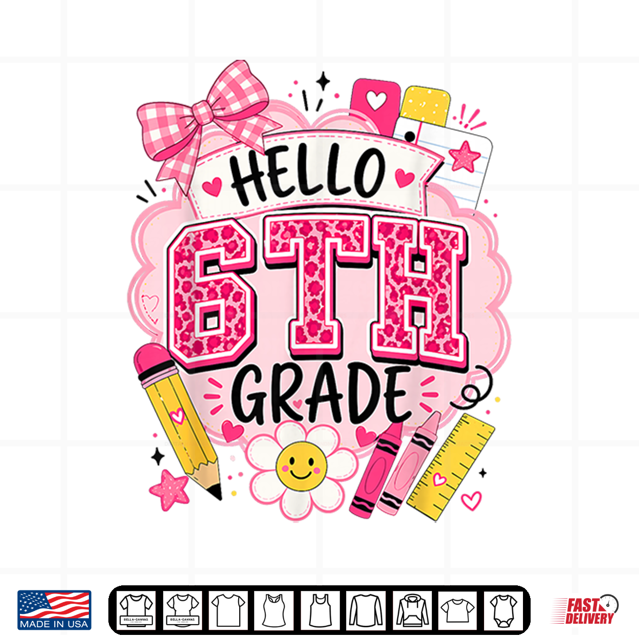 Hello 6Th Grade Back To School Teacher School Supplies Shirt Hello 6Th Grade Back To School Teacher School Supplies Shirt