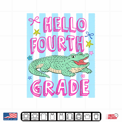 Hello Fourth Grade Team Alligator Back To School Teacher Kid Shirt 3 Design Hello Fourth Grade Team Alligator Back to School Teacher Kid Shirt