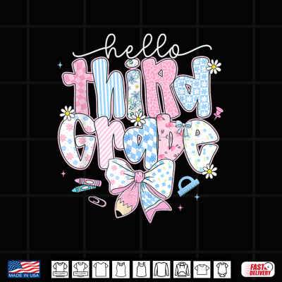 Design Hello Third Grade Team 3rd Grade Back to School Teacher Kid Shirt