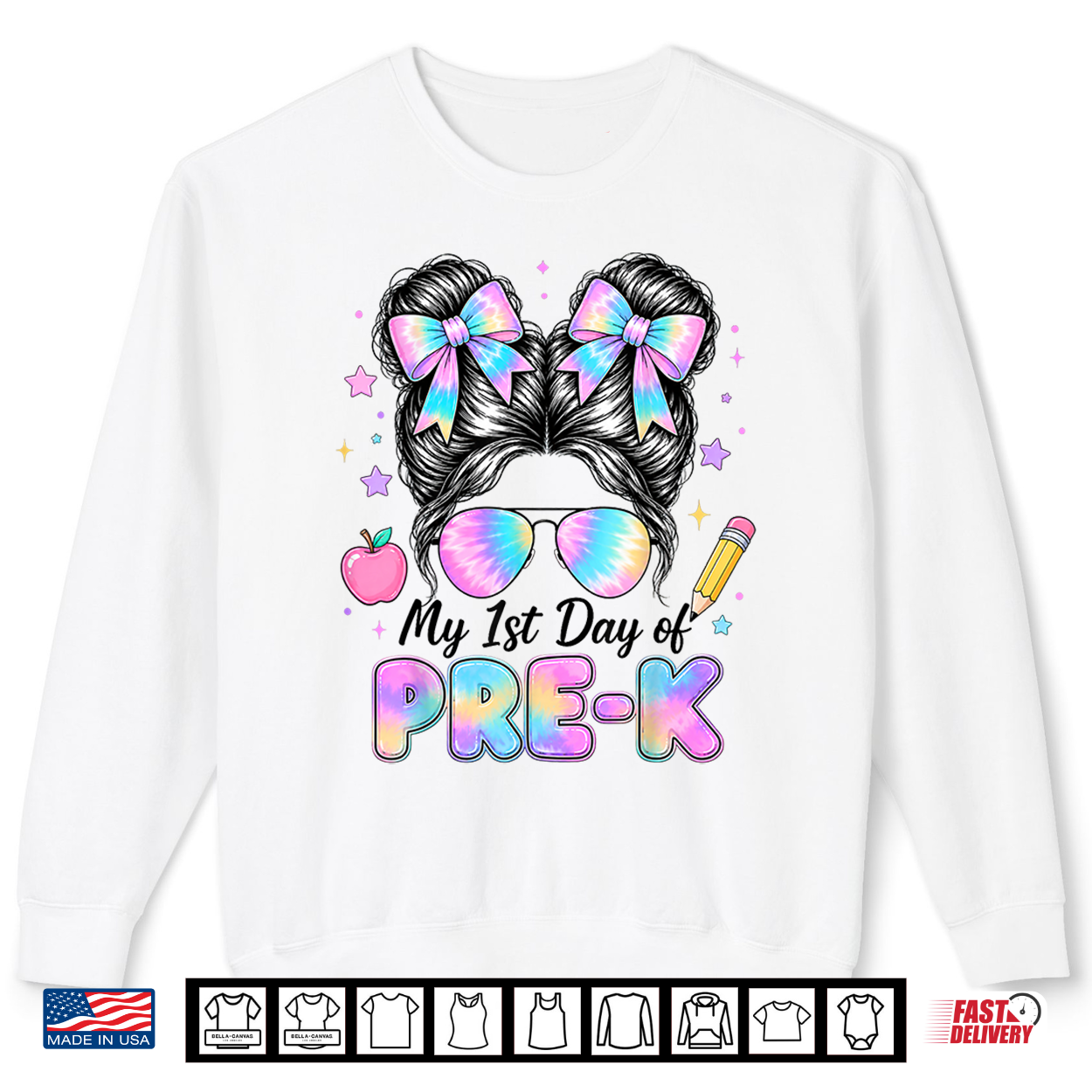 My First Day Of Pre K Messy Bun Back To School Pre K Shirt My First Day Of Pre K Messy Bun Back To School Pre K Shirt