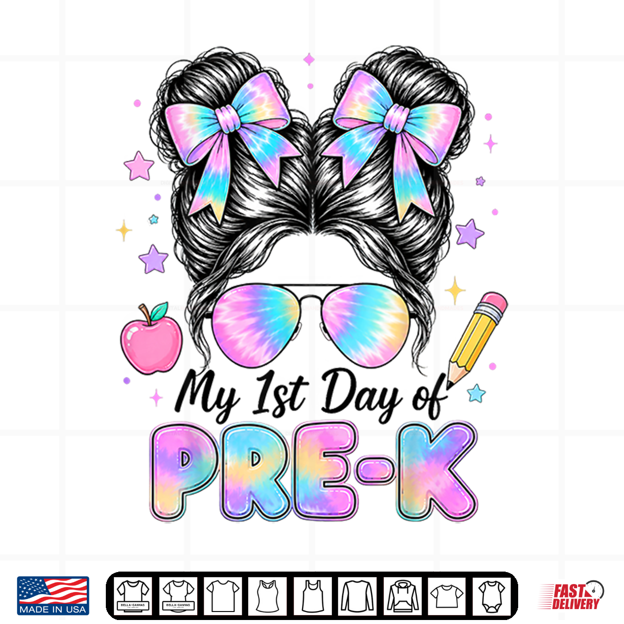 My First Day Of Pre K Messy Bun Back To School Pre K Shirt My First Day Of Pre K Messy Bun Back To School Pre K Shirt