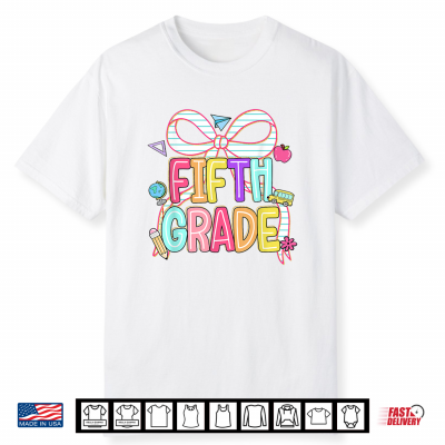 Preppy Fifth Grade Back To School Coquette Teacher Shirt