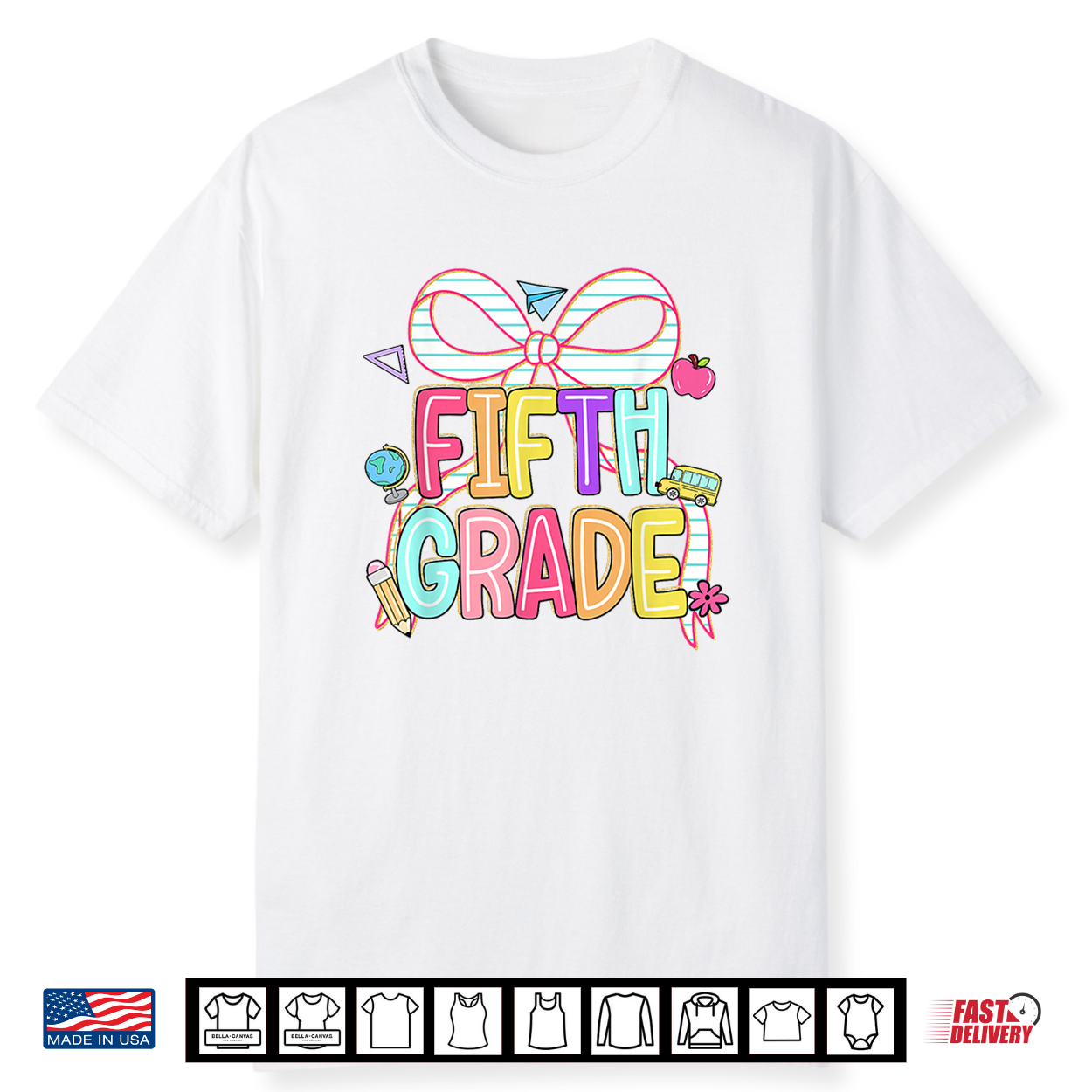 Preppy Fifth Grade Back To School Coquette Teacher Shirt Preppy Fifth Grade Back To School Coquette Teacher Shirt