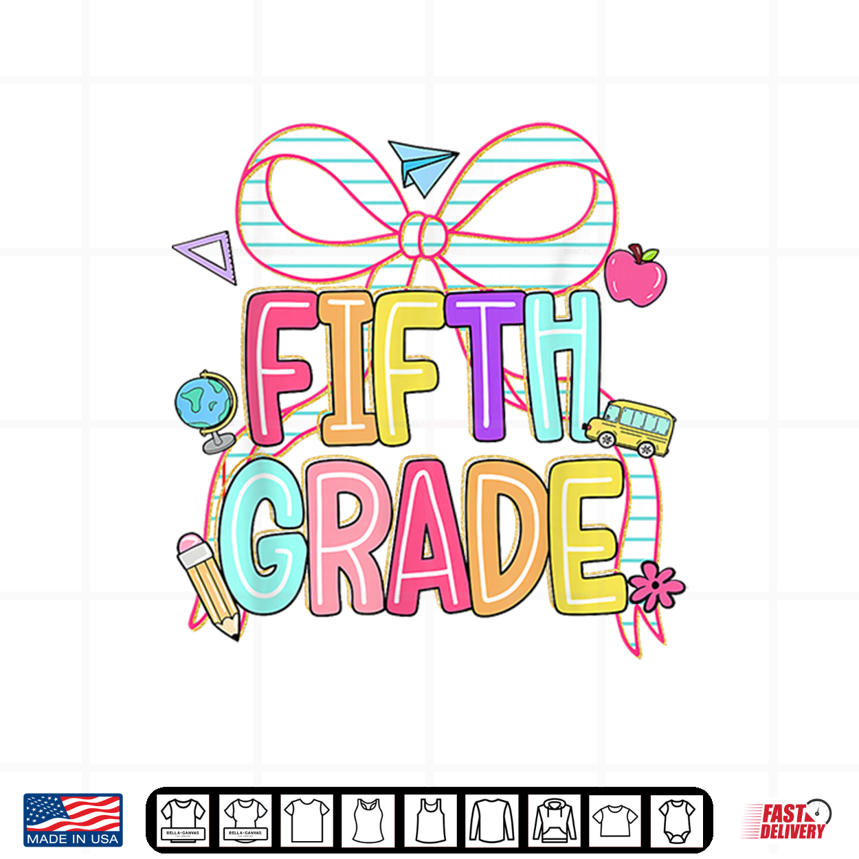 Preppy Fifth Grade Back To School Coquette Teacher Shirt Preppy Fifth Grade Back To School Coquette Teacher Shirt