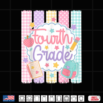 Preppy Fourth Grade Back To School Teacher Kid Shirt 4 Design Preppy Fourth Grade Back to School Teacher Kid Shirt