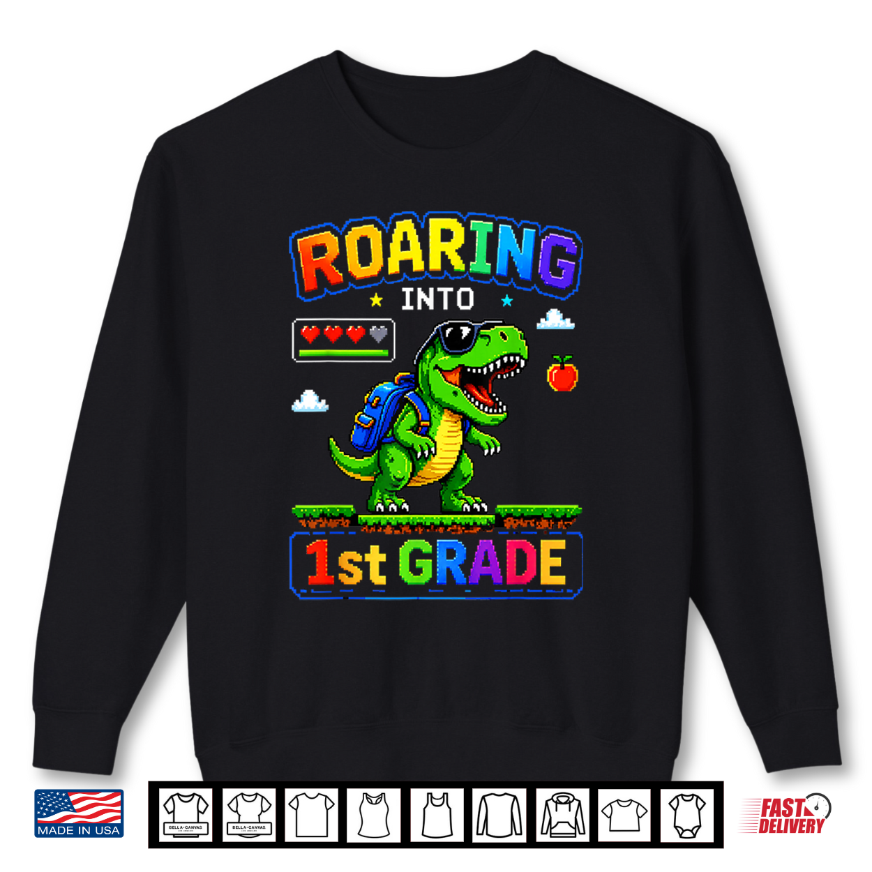 Roaring Into 1St Grade Dinosaur Back To School Gamer Shirt Roaring Into 1St Grade Dinosaur Back To School Gamer Shirt
