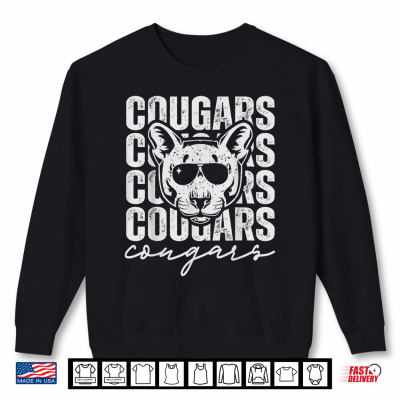Sweatshirt Vintage Cougar Inspirational Athletic School Mascot Game Day Shirt