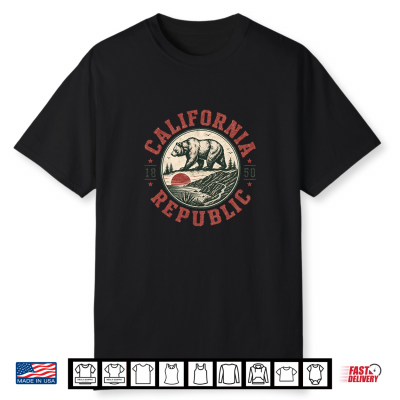 California Republic Bear Vintage State Emblem Retro Shirt