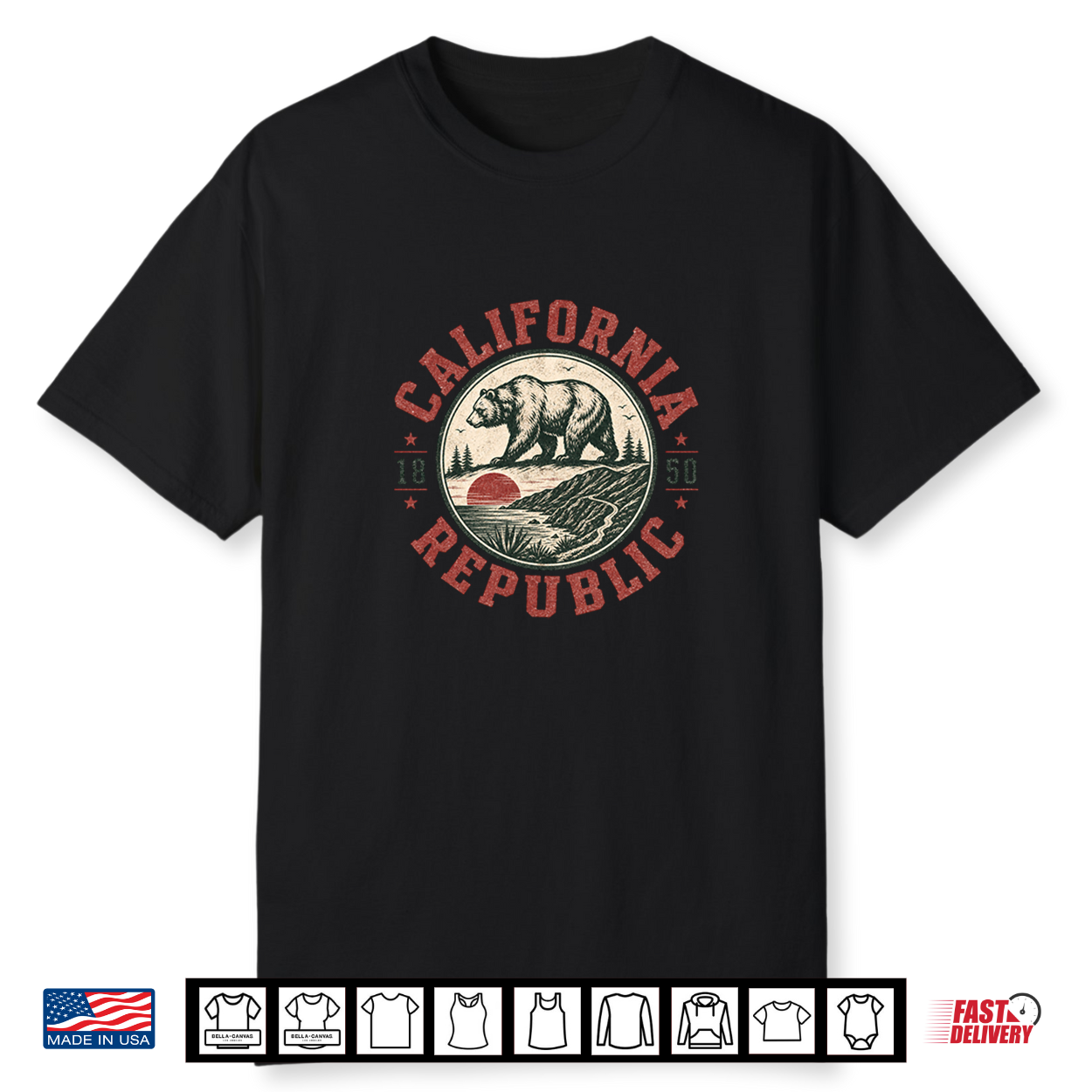 California Republic Bear Vintage State Emblem Retro Shirt California Republic Bear Vintage State Emblem Retro Shirt