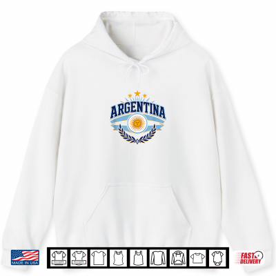 Hoodie Argentina Flag Vintage Shirts for Men Women Kids Patriotic Shirt