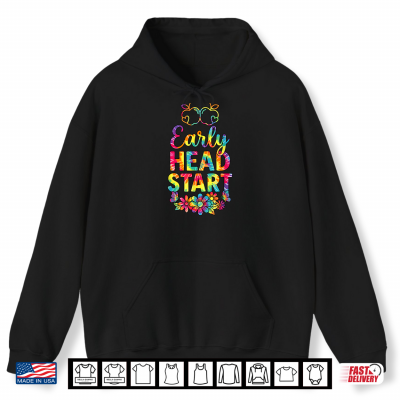 Hoodie Early Head Start Tie Dye Apples Flowers Butterflies Shirt