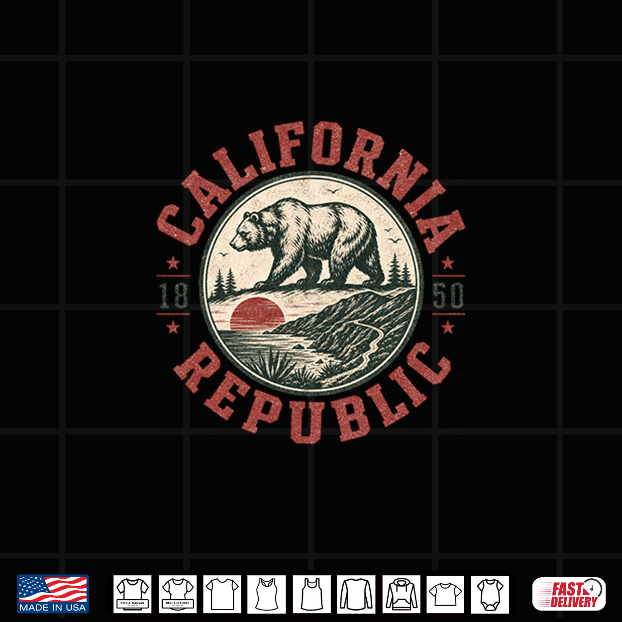 California Republic Bear Vintage State Emblem Retro Shirt California Republic Bear Vintage State Emblem Retro Shirt