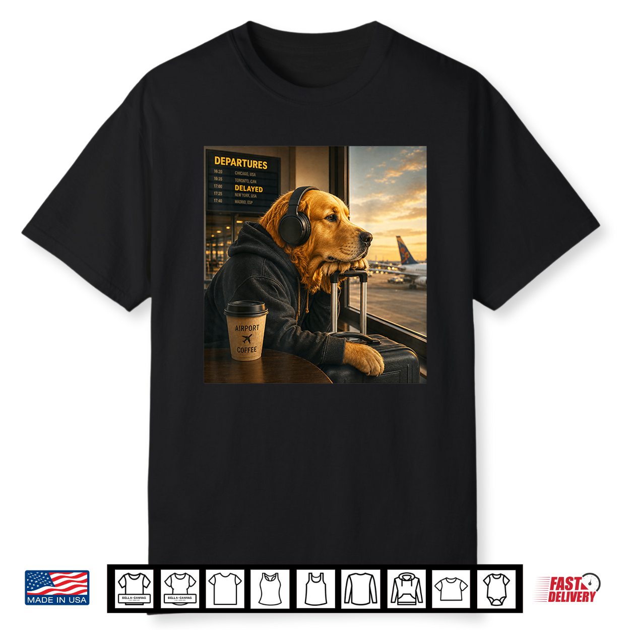 Golden Retriever Airport Travel Coffee Funny Dog Meme Shirt Golden Retriever Airport Travel Coffee Funny Dog Meme Shirt