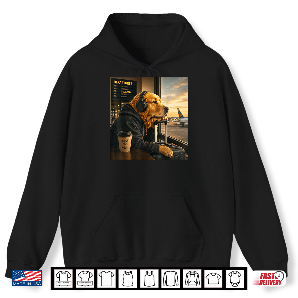Golden Retriever Airport Travel Coffee Funny Dog Meme Shirt Golden Retriever Airport Travel Coffee Funny Dog Meme Shirt