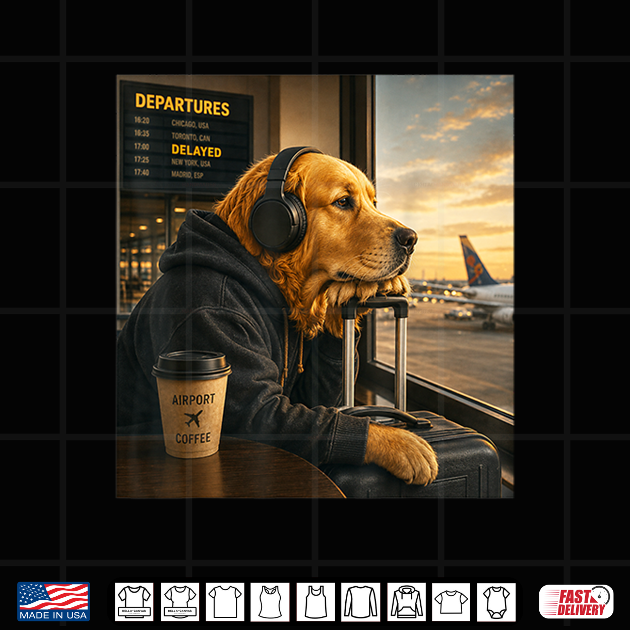 Golden Retriever Airport Travel Coffee Funny Dog Meme Shirt Golden Retriever Airport Travel Coffee Funny Dog Meme Shirt