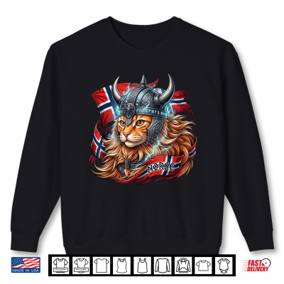 Sweatshirt Norwegian Cat Viking Norway Flag Norse Warrior Shirt